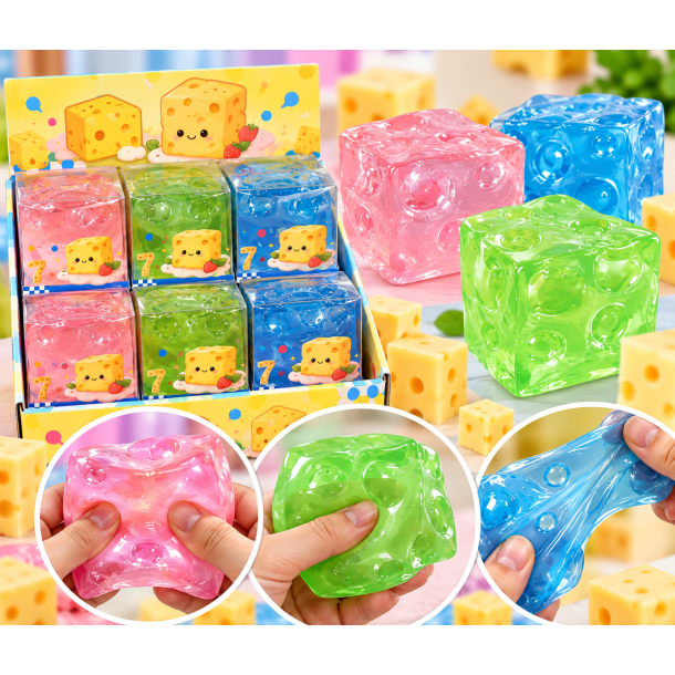 K�mpe Clear Cheese Squishy 7 cm � Vaseline Fidget Ost