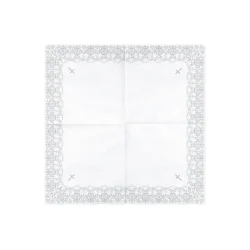 Konfirmationsservietter med S�lvornament � Hvid � 33 x 33 cm (20 stk)
