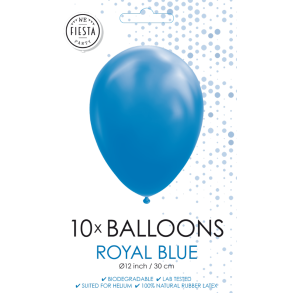 Kongebl� Balloner 30 cm � Premium Latex til Helium & Luft (10 stk)