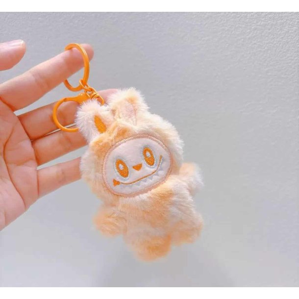 Labubu Lucky Happiness – Orange Plys Nøglering 10 cm