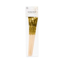 Lange Cocktail Sticks Guld - 10 Stk. - ca. 24 cm
