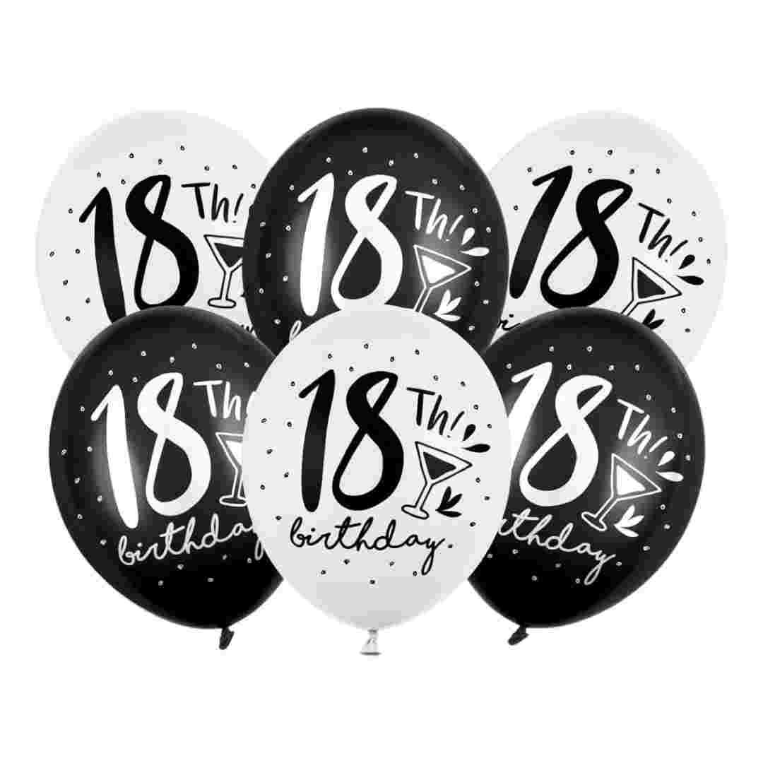 Latex 18.! hvidt og sort print - 6 stk. 30 - Latex Balloner Med - Bents Webshop
