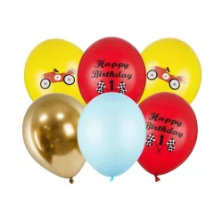 Latex Balloner Happy Birthday Racing (mix, 30 cm, 6 stk.)