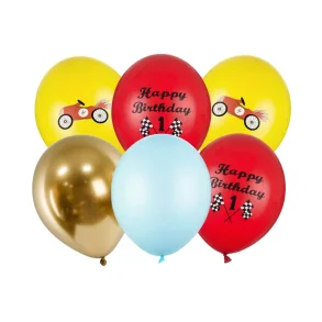 Latex Balloner Happy Birthday Racing (mix, 30 cm, 6 stk.)