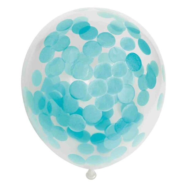  Latex Balloner Klar Med Baby Lysebl� Confetti - 6 Stk. - 30 cm