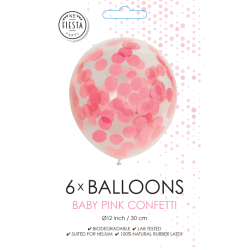 Latex Balloner Klar Med Baby Lyser�d Confetti - 6 Stk. - 30 cm