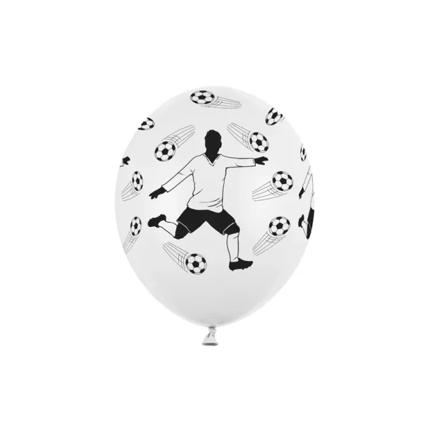 Latexballoner fodbold � pastel hvid med sort print, 30 cm (6 stk.)