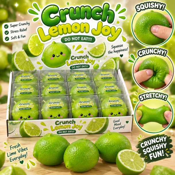 Lime Crunch Squishy 7 cm med Vaselinefyld