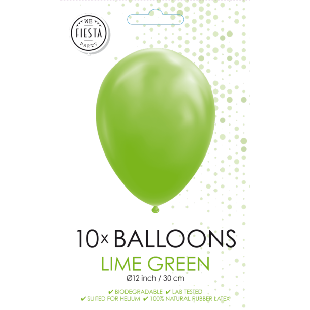 Limegr�nne Balloner 30 cm � Premium Latex til Helium &amp; Luft (10 stk)