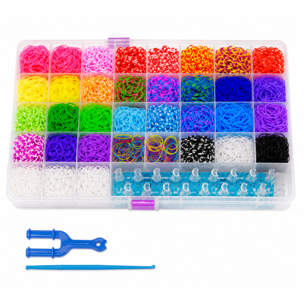 Loom Bands Kit 5000 dele � Kreativt Armb�ndss�t med V�v, Kroge og Elastikker