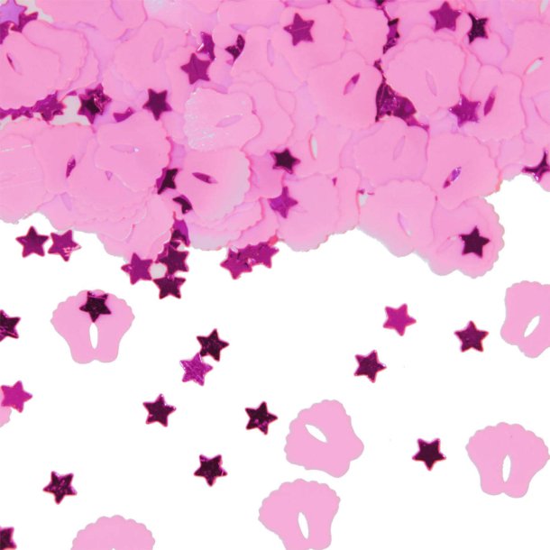Lyserød Baby Fødder Og Pink Stjerner Mix- Konfetti 14 Gram