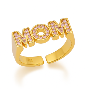 MOM Ring � 18K Guldbelagt & Justerbar m. Lyser�de Sten