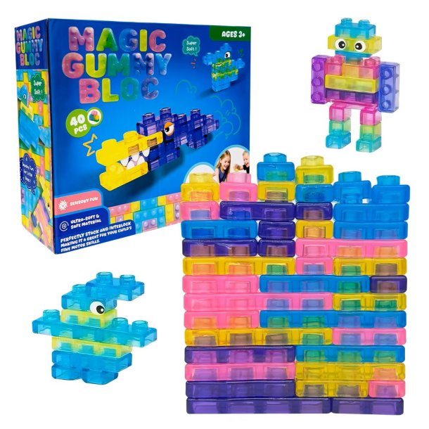 Magic Gummy Bloc � K�mpe Sensorisk Bygges�t med 40 Bl�de Klodser