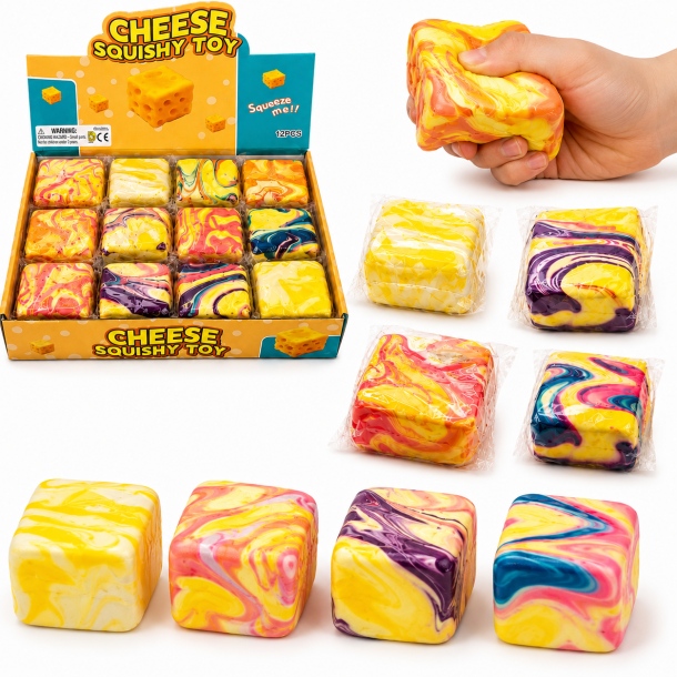 Marble Cheese Cube Squishy � Super Slow Rising � 7 cm � 1 stk.