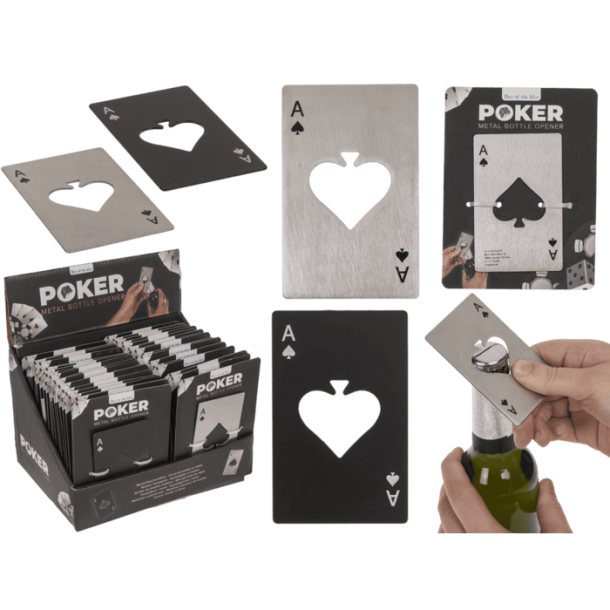 Metal flaskeåbner – Poker “Es” (kreditkort-størrelse)