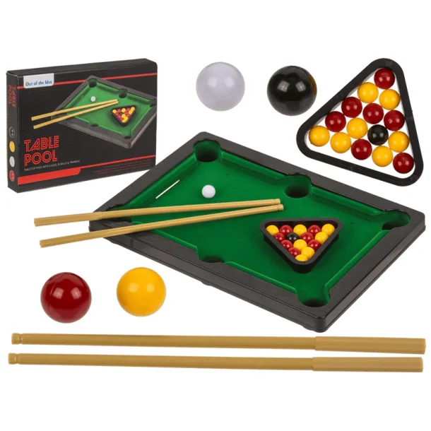 Mini Poolbord Bordspil � Tabletop Pool med k�er og kugler