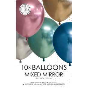 Mirror Balloner 30 cm � Mixed � Premium Latex til Helium & Luft (10 stk)