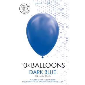 M�rkebl� Balloner 30 cm � Premium Latex til Helium & Luft (10 stk)