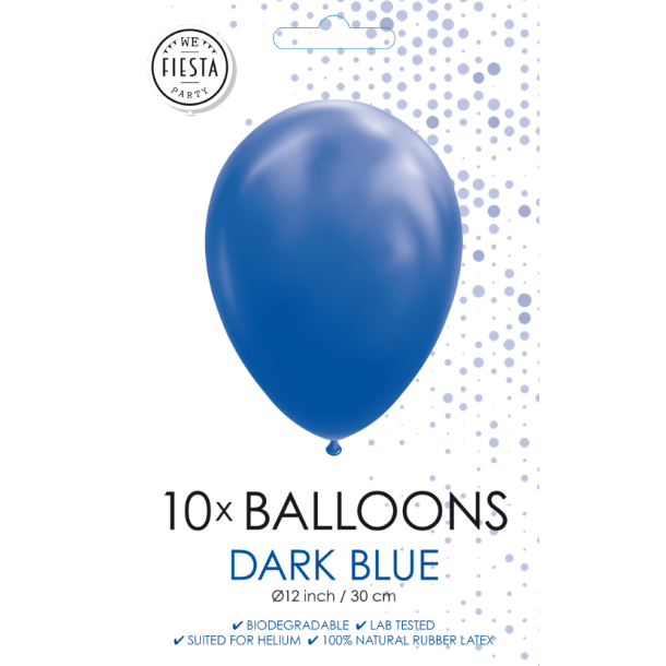 M�rkebl� Balloner 30 cm � Premium Latex til Helium &amp; Luft (10 stk)