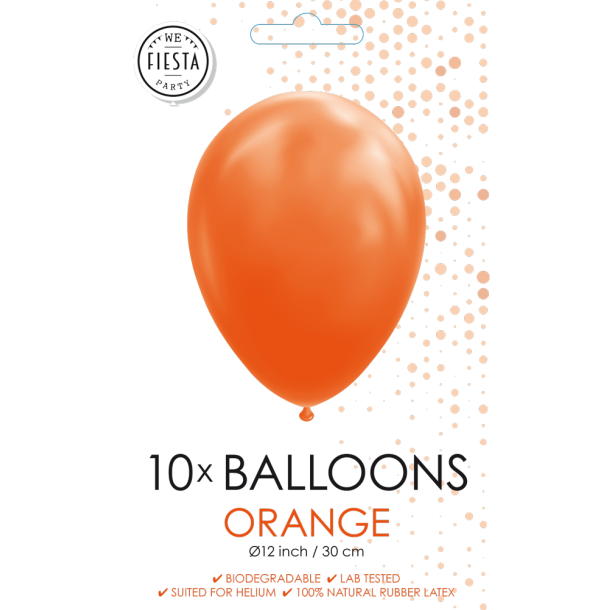 Orange Balloner 30 cm � Premium Latex til Helium &amp; Luft (10 stk)