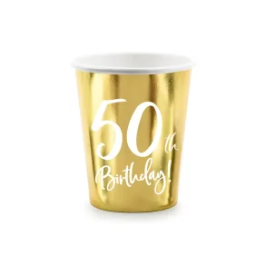 Papir Kopper 50 �rs f�dselsdag � guld metallic, 220 ml (6 stk.)