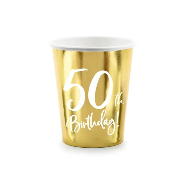 Papir Kopper 50 �rs f�dselsdag � guld metallic, 220 ml (6 stk.)