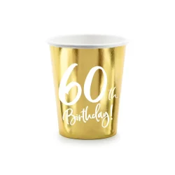 Papir Kopper 60 �rs f�dselsdag � guld metallic, 220 ml (6 stk.)