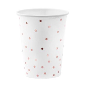 Papir Kopper Hvid Med Roseguld Prikker 260 Ml.- 6 Stk