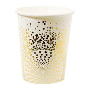 Papir Kopper I Hvid Med Guld Mnster 250 Ml.- 6 Stk