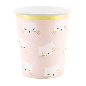 Papir Kopper I Lyser�d Med Katte 200 Ml.- 6 Stk