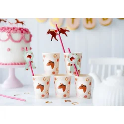 Papir kopper  Hest 220 ml  Mix farver  6 stk