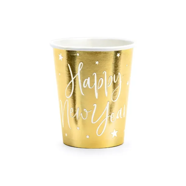 Papkrus Happy New Year � spejl-guld, 220 ml (6 stk.)
