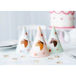 Partyhatte  Hest Mix farver  6 stk