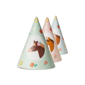 Partyhatte  Hest Mix farver  6 stk