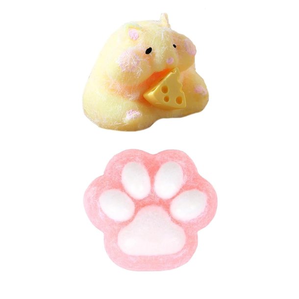 Paw Squishies – Gult Sødt Hamster Squishy med Ost og Blød Pote Fidget