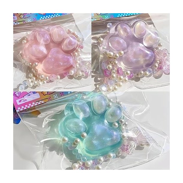 Paw Squishies  Klassiske Dyrepote Squishies i Assorterede Farver med Perler