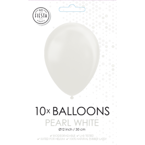 Pearl Hvide Balloner 30 cm � Premium Latex til Helium & Luft (10 stk)