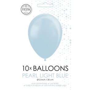 Pearl Lysebl� Balloner 30 cm � Premium Latex til Helium & Luft (10 stk)