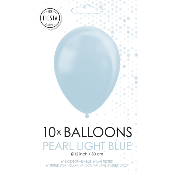 Pearl Lysebl� Balloner 30 cm � Premium Latex til Helium &amp; Luft (10 stk)