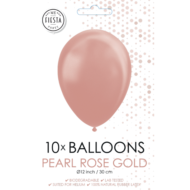 Pearl Rose Gold Balloner 30 cm � Premium Latex til Helium &amp; Luft (10 stk)
