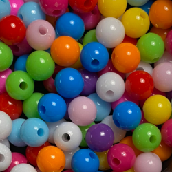 Runde Plastik Perler i Blandede Farver ca 100 stk - Smykker - Bents Webshop