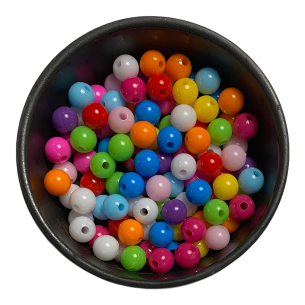 Runde Plastik Perler i Blandede Farver ca 100 stk - Smykker - Bents Webshop