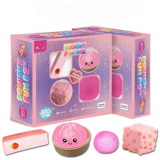 Pink Fun Box Squishy  � 4-pak Sensoriske Squishies