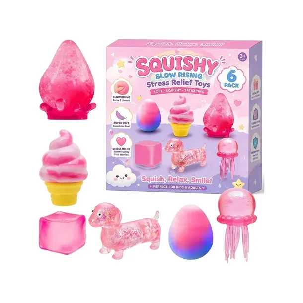 Pink Squishy Box � 6-pak Squishy S�t