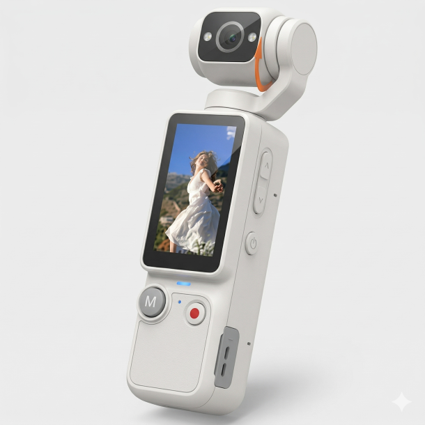 Pocket Vlogging Kamera � 2.5K UHD med 180� Rot�rbar Linse- hvid