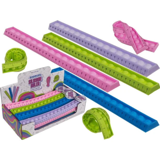 Pop It Lineal 31,5 cm � Fleksibelt Silikone Lineal med Pop It