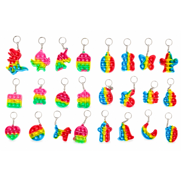 Pop It N�glering � Mini Fidget Toy med Pop Bobler i Assorterede Designs