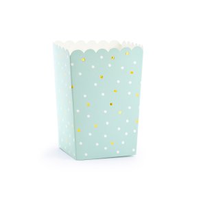 Popcorn Bger  Mint Grn Med Guldprikker 6 Stk. (ca. 7 x 7 x 12,5 cm)