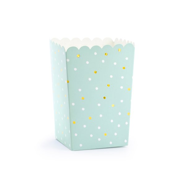 Popcorn bæger Mint Grøn med guldprikker 6 stk.
