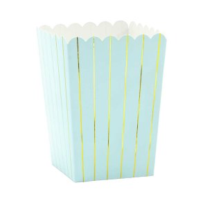 Popcorn Bger Lysebl Med Guldstriber 6 Stk. (ca. 7 x 7 x 12,5 cm)